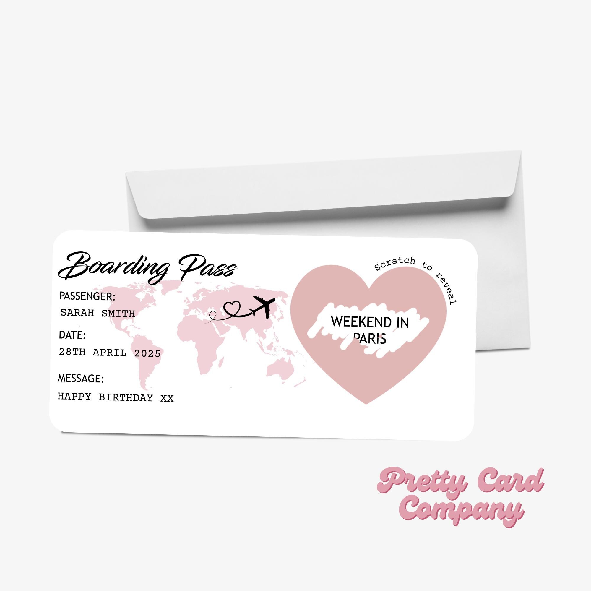 Boding Card Scratch off Boarding Pass, Custom Boarding Scratch Surprise Card ...