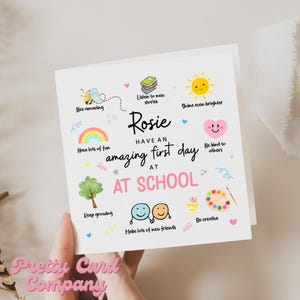 First Day At School Card, Good Luck First Day Card, Starting Nursery, Starting Primary School, Back to School Card, New School Card