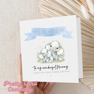 Carte personnalisée pour la première fête des mères, 1ère carte pour la fête des Mères, Carte pour la fête des mères, Carte pour la fête des mères avec éléphant, Nouvelle maman pour la fête des Mères