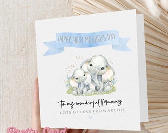 Personalised Happy First Mother’s Day Card,1st Mother’s Day Card,Happy Mother's Day Card,Elephant Mother's Day Card,New Mummy on Mothers Day