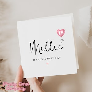 Carte 18e anniversaire fille, amie, soeur, carte 18e anniversaire personnalisée, carte 18e anniversaire pour elle, petite-fille a 18 ans, carte de dix-huit ans