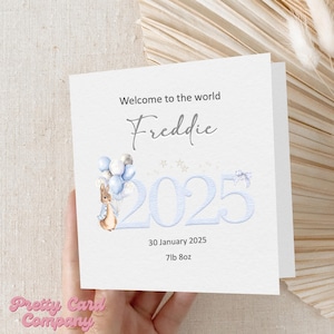 Carte de bébé garçon, bienvenue dans le monde, carte souvenir de nouveau-né, nouveau-né, carte de nouveau-né personnalisée, carte de nouveau-né personnalisée 2025