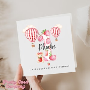 Carte d'anniversaire personnalisée pour le premier anniversaire, 1er anniversaire des baies, carte d'anniversaire pour fille, petite-fille, nièce, soeur, filleule