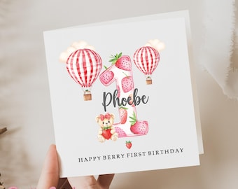 Personalised First Birthday Card, Berry 1st Birthday Card, Daughter, Granddaughter, Niece, Sister, Goddaughter Birthday Card