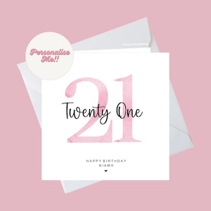 Carte personnalisée de 21 ans, carte pour elle, 21 ans, carte de 21 ans pour fille, nièce, amie, sœur, cousine. Carte d'anniversaire spéciale