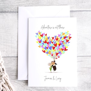 En haut! L'aventure est là-bas, carte d'anniversaire, carte de voeux de couples, carte d'anniversaire, carte personnalisée, fiançailles, mariage