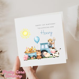 Carte premier anniversaire animaux de la ferme, carte 1er anniversaire pour fils, carte premier anniversaire, petit-fils, filleul, neveu, filleul, frère, garçon