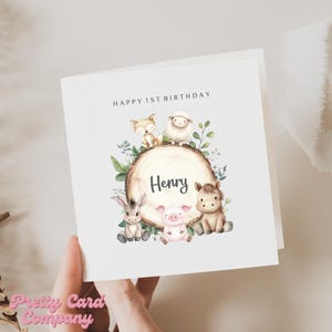 Carte 1er anniversaire, carte 1er anniversaire, carte 1er anniversaire, carte d'anniversaire animaux de la ferme, carte 1er anniversaire animaux de la ferme pour garçon