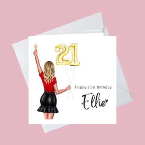 Carte personnalisée 21e anniversaire, 21e carte pour elle, carte 21e anniversaire pour meilleur ami, soeur, nièce, tante, fille, cousin, belle-soeur