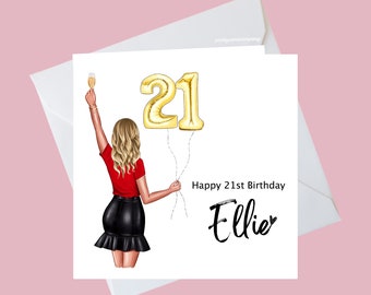 Personalised 21st Birthday Card, 21st Card For Her, 21st Birthday Card For Best Friend, Sister, Niece, Aunt, Daughter, Cousin, Sis in Law