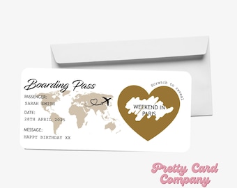 Personalised Scratch Surprise Boarding Pass, Personalised Boarding Card, Fake Boarding Pass For Surprise Destination, Custom Boarding Pass