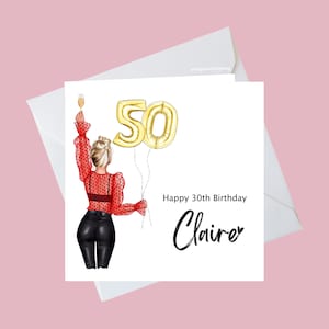 Carte personnalisée 50e anniversaire, carte 50 ans pour elle, carte 50e anniversaire pour meilleur ami, soeur, nièce, tante, fille, cousin, belle-soeur