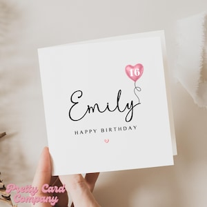 Carte de 16e anniversaire, carte de 16e anniversaire fille, seizième carte, seize carte, carte pour fille, nièce, petite-fille, cousine, amie