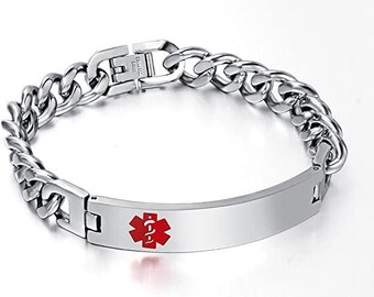 Medical Alert Bracelet| Medical Alert Curb Chain Bracelet Made of- Stainless Steel.