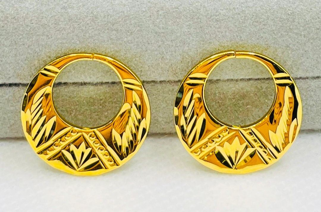 18k Gold Plated Nattiyan Earrings | Hypoallergenic Design - Etsy