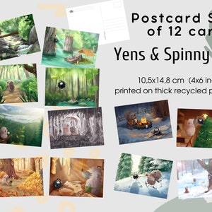 Postcard Set (12 cards) of Yens & Spinny '22, 4x6 inches