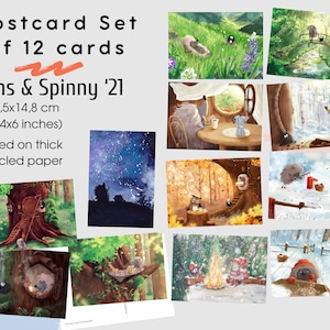 Postcard Set (12 cards) of Yens & Spinny '21, 4x6 inches