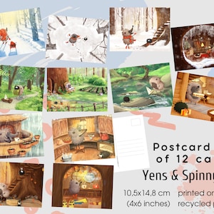 Postcard Set (12 cards) of Yens & Spinny '23, 4x6 inches
