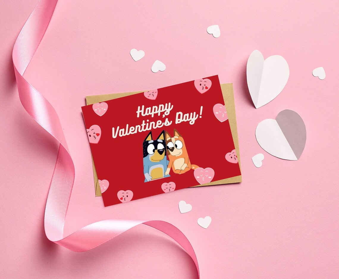 Printable Bluey Valentines Day Card Instant Download 5x7 Inch | Etsy