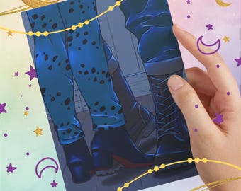 SmoLaw Wall Art Poster Print | Pirate Anime Comfort Characters - "Moonlight Rendezvous"