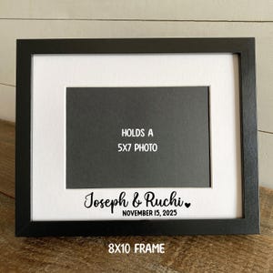 Personalized 5x7 Wedding Photo Frame, Custom Couples Gift, Black or White Picture Frame