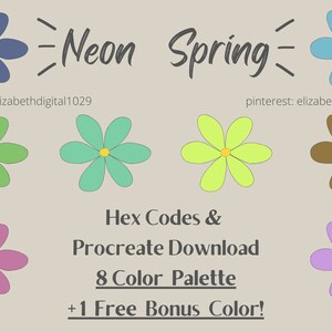 Neon Spring Color Palette Download Procreate Hex Code - Etsy