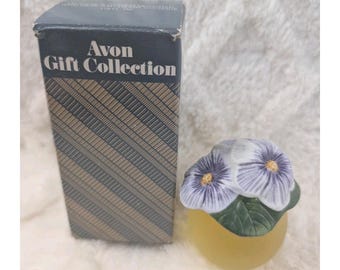 Vintage Avon Meadow Blossoms Decanter Here's My Heart Cologne 1.75 oz Floral...