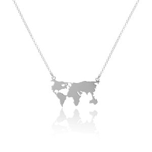 Personalisierte Weltkarte Halskette in Gold, Roségold und Silber, Halskette für Reisende, Geburtstagsgeschenk, Pesonalized Geschenk, Erde Halskette