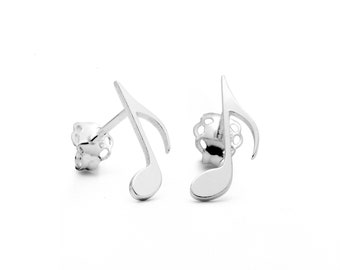Sterling Silver Tiny Music Note Stud Earrings, Music Symbol Earrings, Music Note Stud, Minimalist Jewelry, Musical Earrings, Birthday Gift