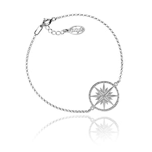 Sterling Silver Compass Bracelet, Wind Rose Jewelry, Graduation gift, Compass Rose, Travel Lovers, Travelers Bracelet, Minimalist Jewelry