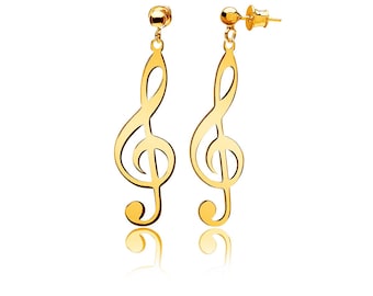 Sterling Silver Treble Clef Earrings, Stud Earrings , Birthday Gift, Minimalist Jewelry, Gold or Rose Gold, Musician Gift, Musical Jewelry