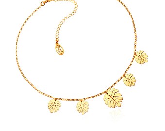 Gold Plated Sterling Silver Monstera Leaf Necklace, Plant Lover Jewelry