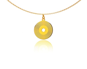 Schallplatte Anhänger Halskette, Retro Vintage Halskette, 925 Sterling Silber, Schallplatte Geschenk, Geschenk für Sie, Geburtstagsgeschenk, Musiker Geschenk