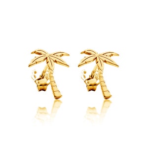 Sterling Silver Tiny Palm Tree Stud Earrings, Small Palm Tree Earrings, Minimalist Jewelry, Birthday Gift, Tropical Earrigs, Dainty Earrings
