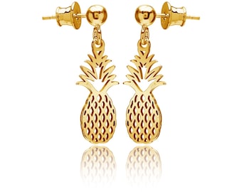 Vergoldete Sterling Silber Ananas Ohrringe, Sommer Schmuck