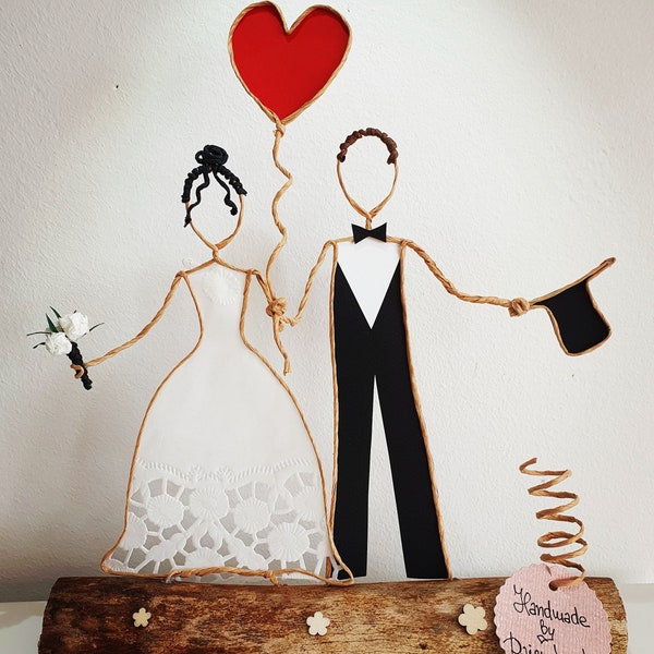 Papierdrahtfigur" Hochzeit" Geldgeschenk ,personalisierte Geschenkidee aus Draht. Geschenke für das Brautpaar