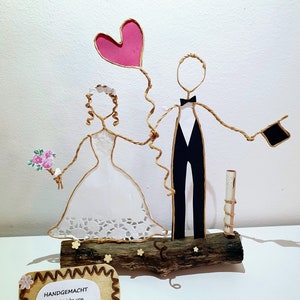 Paper wire figure "wedding" money gift, personalized gift idea made of wire. Gifts for the bride and groom