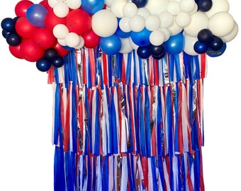 Red White and Blue Fringe Wall Backdrop