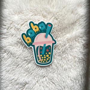 Boba Bubble Tea Sticker, kawaii sticker, cute food sticker, Taiwanese drink, Asian food