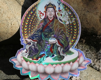 Guru Rinpoche Holographic Sticker: Padmasambhava Buddha Dharma Art