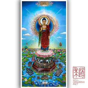 Amitabha Buddha Fine Art Print Amida Butsu Amituofo  Nangwa Taye Wall Art Decor Buddha Art Dharma Art Buddhism jodoshinshu pureland bodhi