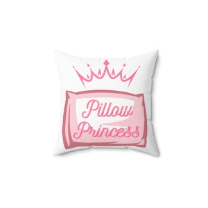 Pillow Princess - Pink Crown & Pink Pillow - Spun Polyester Square Pillow