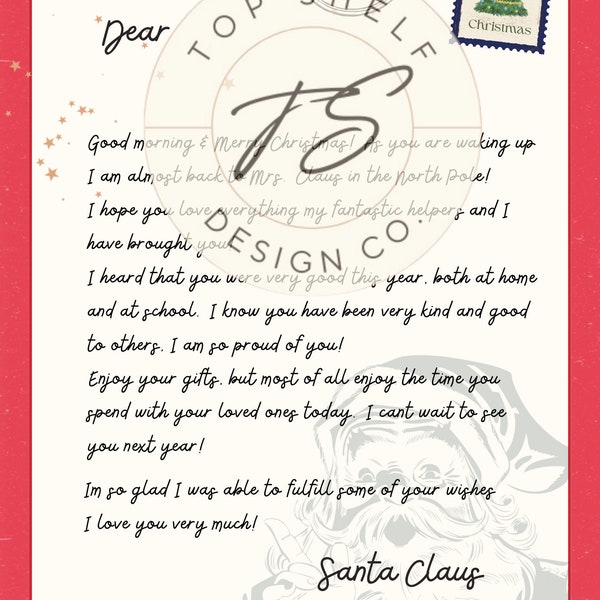 Christmas Morning Letter From Santa Template