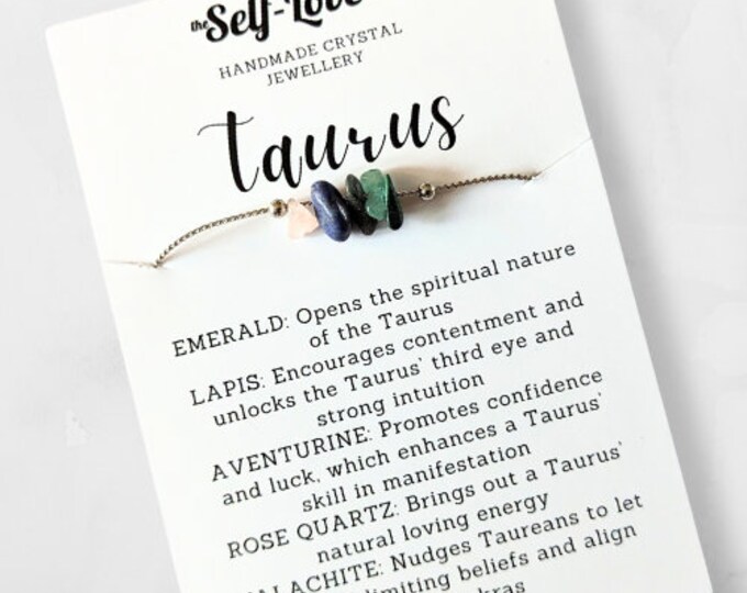 Taurus Zodiac Crystal Bracelet, Star Sign Birthstone Gift, Adjustable April Star Sign Band