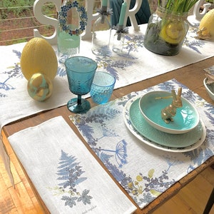 Blue Organic Linen Table Runner (matching napkins and placemats also available)