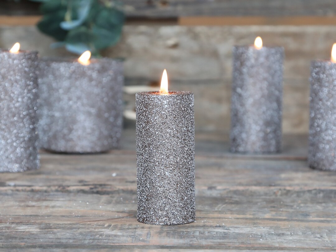 Glitter Pillar Candle Etsy