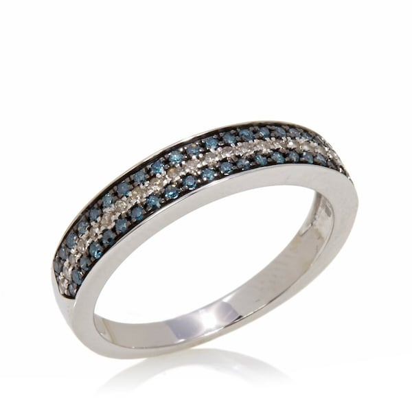 Sterling Silver Diamond Eternity Band, Blue, Brown, Yellow, White Diamonds