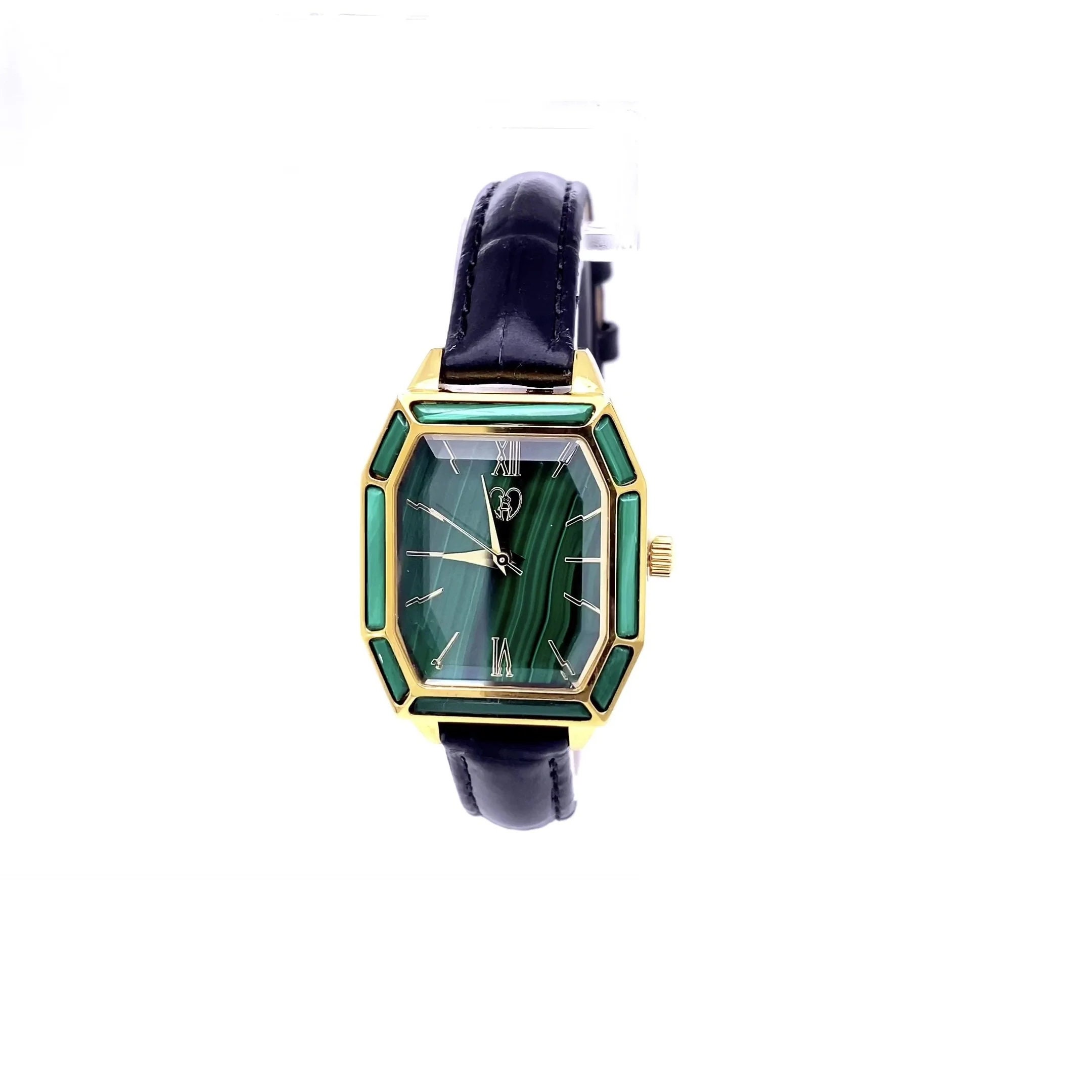 Green Malachite Gemstone Watch, Natural Stone Watch, Brand New, Quartz Icon Automatic - Black Malachite | Vincero Collective main image 3