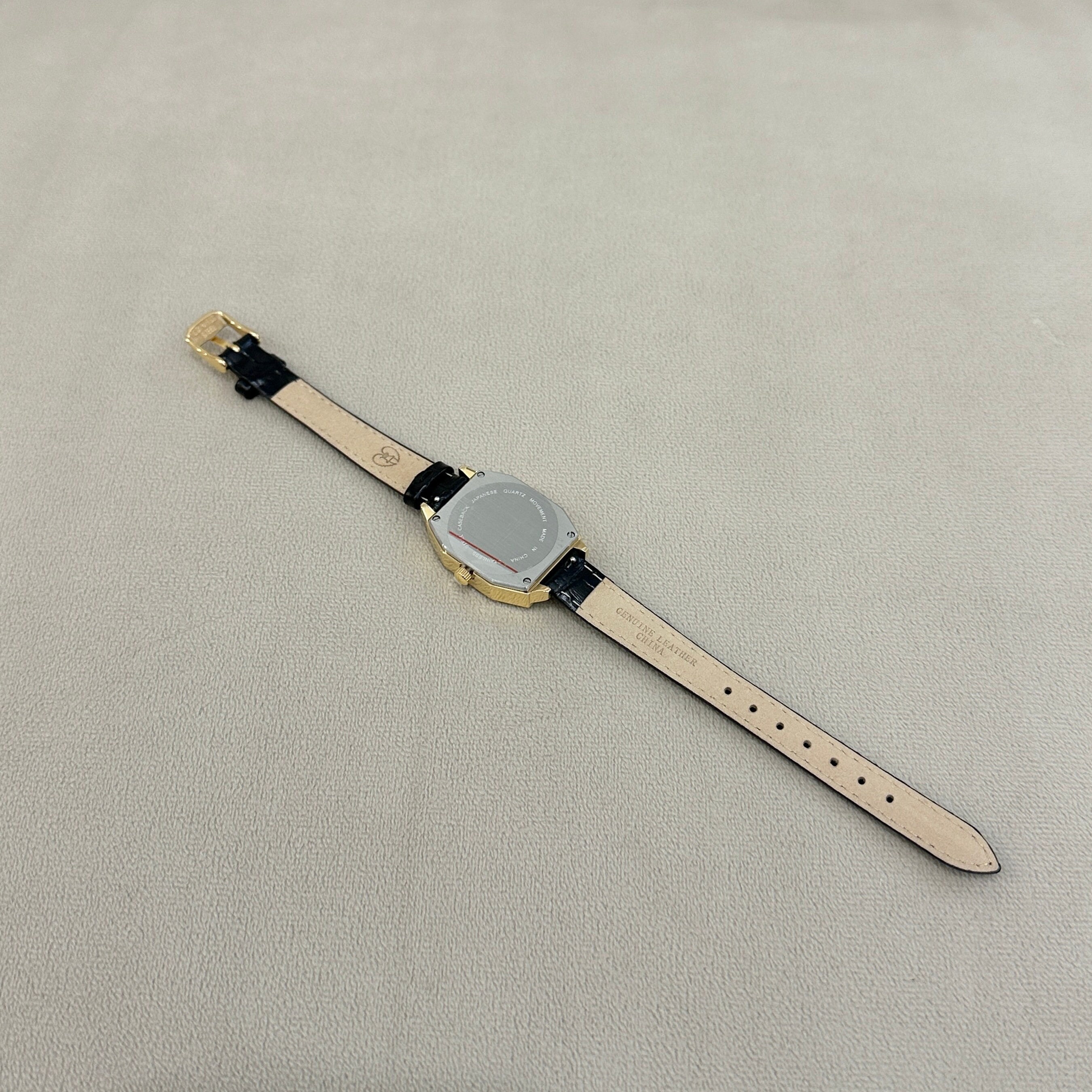 Black Onyx Ladies Watch - Goldtone Steel, Leather Strap - Etsy display picture 3
