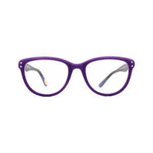 Purple Velvet-Rimmed Readers - Blue Light Blocking - Cat Eye Reading Glasses - Vintage Style Eyeglasses - Premium Readers - Hypoallergenic